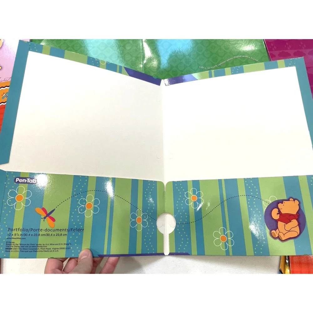 Vintage Pen Tab Disney Winnie The Pooh School Folder Lot of 13 Piglet Tigger Y2K